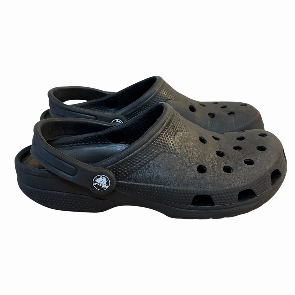 Crocs Classic Clogs Black Womens Size 8-9 Mens 6-7 Slip On Comfort Relaxed Fit